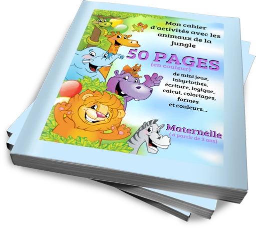 Cahier d'activités avec les animaux de la jungle