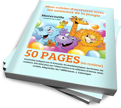 Cahier d'activités avec les animaux de la jungle