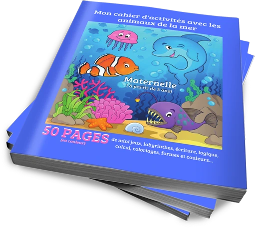 Cahier d'activités avec les animaux de la mer