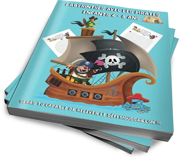 Cahier jeux enfants labyrinyhe avec les pirates