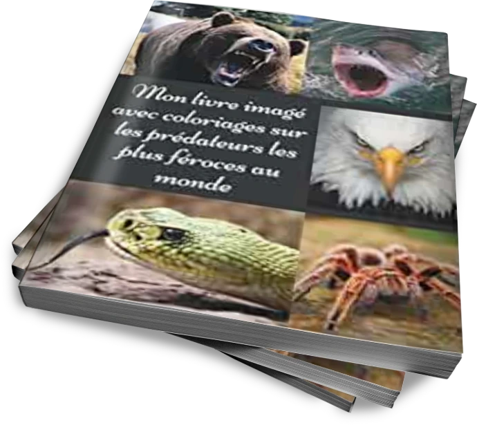 Livre imagé avec coloriages sur les prédateurs les plus féroces au monde